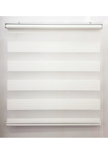 Geniş Pilise Beyaz Zebra Perde Beyaz