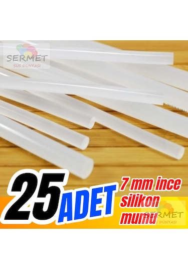 Şeffaf İnce Sıcak Silikon Mumu-silikon Çubuk-25 Adet - 7 Mm x 30