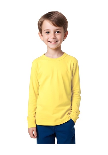 Fyk Kids Düz Basic Unisex Sweatshirt Sarı