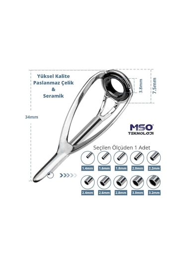 MSO Olta Balıkçılık Paslanmaz & Seramik Kamış Yenileme Uç Halkaları