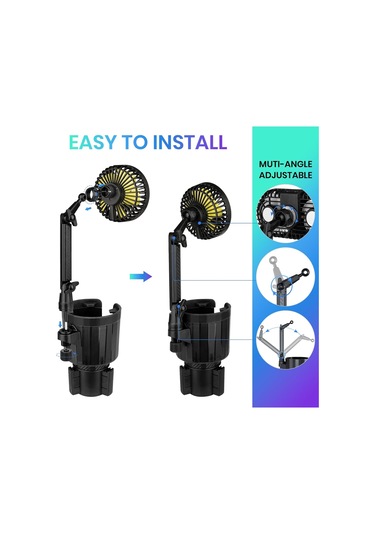 Araba Fan, Renkli Işıklu Araba Fan Kupası Tutucu, Usb Aracı Soğutma Hava Fan