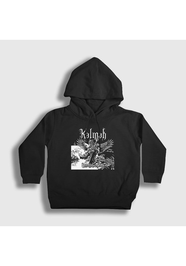 Presmono Unisex Çocuk Seventh Kalmah Kapüşonlu Sweatshirt Siyah