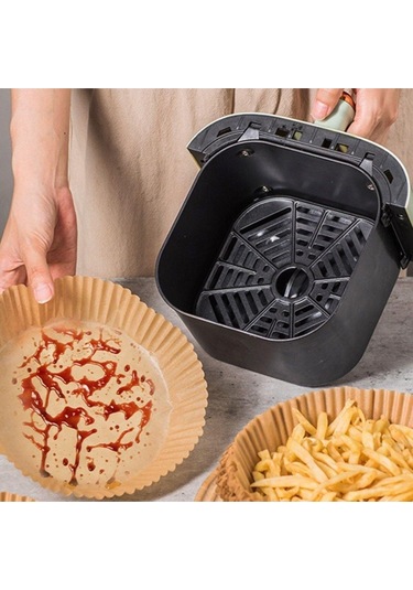 50 Adet Air Fryer Pişirme Kağıdı Tek Kullanımlık 23 Cm Yuvarlak Pişirme Kağıdı Xxl Pvc Li