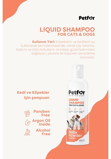 Kedi Ve Köpekler İçin Bebek Pudralı Şampuan 250 Ml