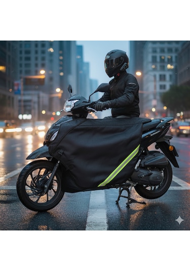 Honda Dio & Spacy Uyumlu Scooter Diz Örtüsü Su Ve Rüzgar Geçirmez, Termal İç Astarlı Siyah