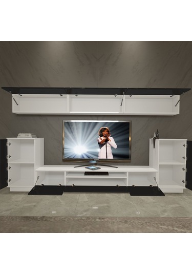 Decoraktiv Trendstyle 9s Slm Tv Ünitesi Tv Sehpası Beyaz - Siyah