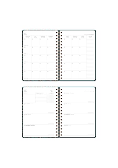 A5 Spiralli Süresiz Planlayıcı Ajanda Yeşil Leopar Yeşil Leopar