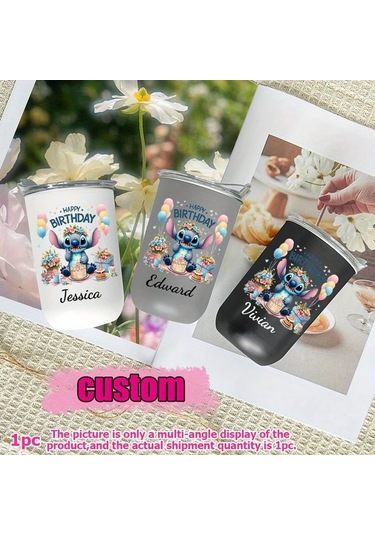 Honeybeeshop Pembe Stitch Kisisellestirilmis Termos Ozeli Isimli Baskili Hediyelik Pembe