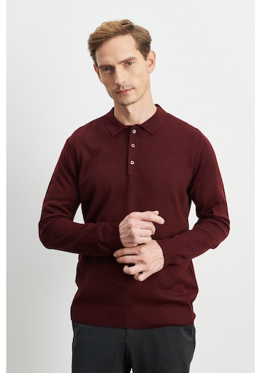 Altinyildiz Classics Erkek Bordo Tüylenme Yapmayan Anti Pilling Kumaş Standart Fit Polo Yaka Triko 4A4923100003BRDM Bordo