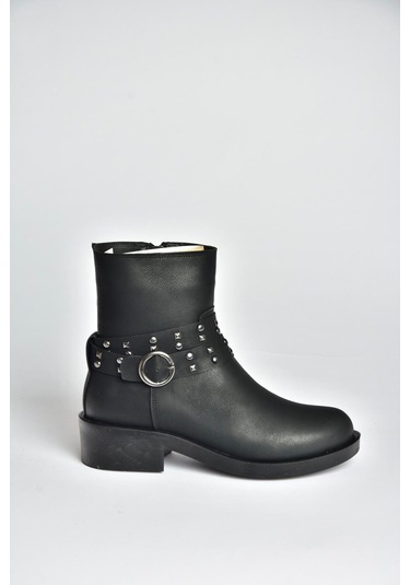 Fox Shoes V674121209 Siyah Alçak Topuklu Fermuarlı Kadın Bot Siyah