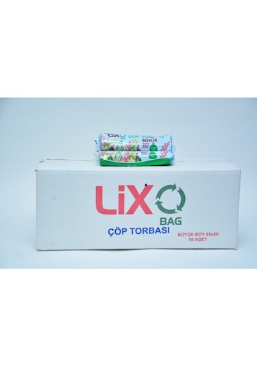 Lixo Çöp Poşetİ Büyük Boy 65 x 80 Cm 10 lu Rulo 50 Paket 500 Adet Mavi