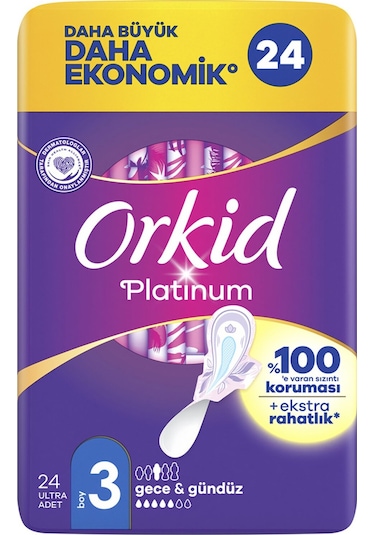 Orkid Platinum Ultra Ekonomik Hijyenik Ped Gece & Gündüz 3 x 24'lü