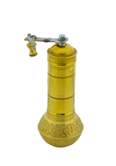 Fantom Pirinç El Yapımı Kahve Karabiber Değirmeni Öğütücü 19cm Sarı