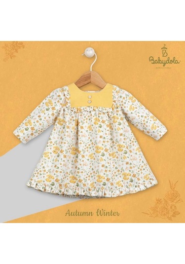Babydoll Elbise Babydola Ekru Koyu Sarı