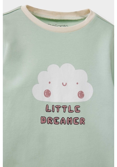 Defacto Kız Bebek 4lü Pijama Takımı Baskılı Uzun Kollu Üst Uzun Alt F0633a525auer233 Ekru