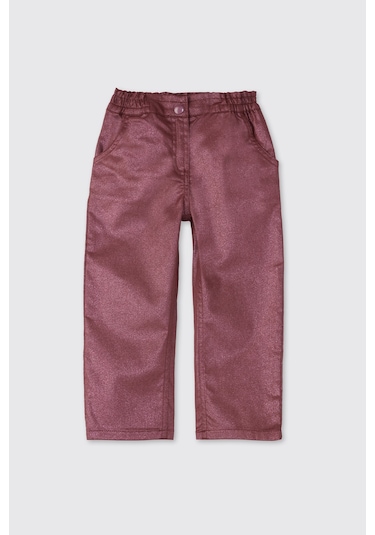 Panço Kız Çocuk Simli Pantolon Bordo