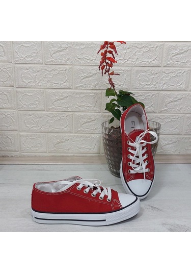 Fiyra 554 Kırmızı Kısa Unisex Sneaker Keten Spor Ayakkabı 001