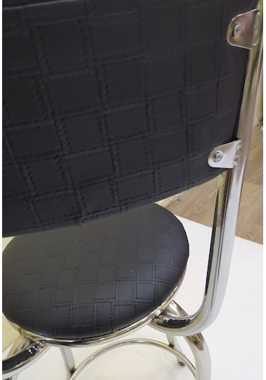 Sandalye Bar Tipi Yüksek Model Siyah 4 Adet Metal Çelik Nikelaj S