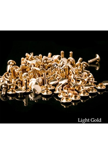 50 Takım 6-12mm Çift Taraflı Perçin Yuvarlak Çift Kapaklı Perçin Deri El Sanatları Saplama Onarım Aracı Dıy Seti 10x8mm Light Gold