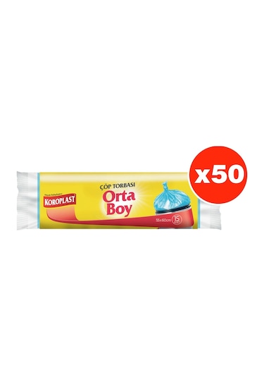 Koroplast Güçlü Orta Boy 15Li Çöp Torbası X 50 Paket