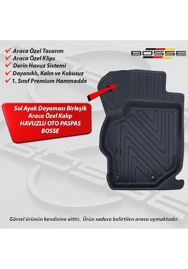 Citroen C - Elysee Paspas Araca Özel 2012 2023 BOSSE 3D Havuzlu Oto Paspas Paspas