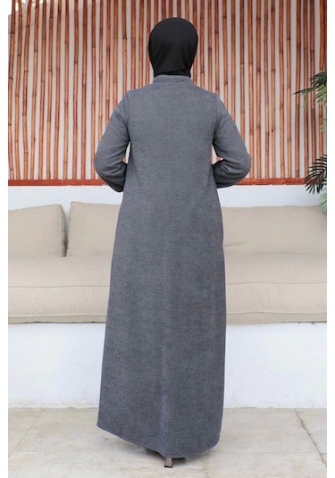 Şönil Kumaş Kışlık Comfort Ferace / Gri - F0501 Gri