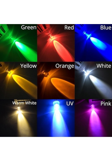 Sarı 50x 10mm Yuvarlak Üst Ultra Yayan Diyotlar Led Sarı Uv Pembe Turuncu Işık Diyot Lamba Ampulü