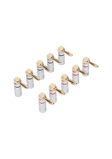 Konesam 90 Derece Alüminyum Kasa Bronz Kaplama Muz Plug 4mm , Ses Sistemi Hoparlör Kablosu Bağlantısı, 10 Adet 5 Çift - 24k Altın Kaplama, Kısa Devreyi Önler, Kolay Kurulum