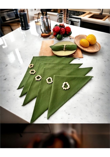 Dnc Home Tekstil Ndchome Premium Haki Yeşil 6lı Peçete Takımı Toka Hediyeli 40x40