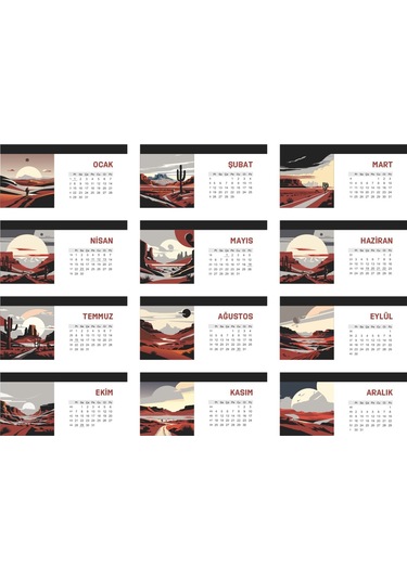 Çöl Temalı Poster Masaüstü Takvimi-2220