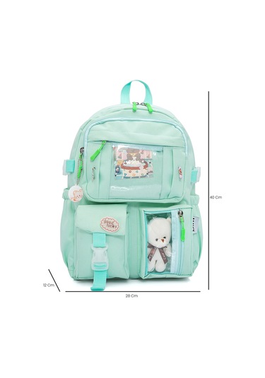 Wia Kawaii Kore Tarzı Ayıcıklı İlkokul Ve Beslenme Çantası Yeşil