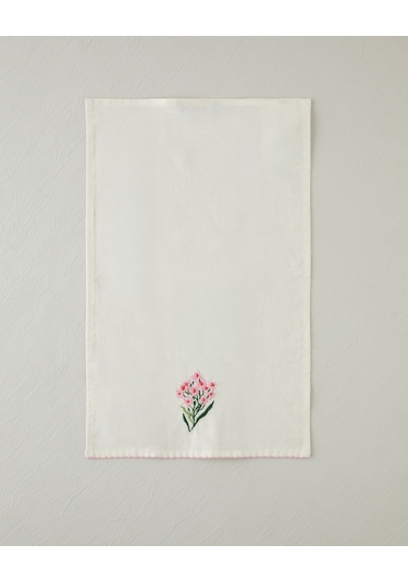 English Home Blossom Frame Pamuk Polyester Nakışlı Kurulama Bezi 30x50 Cm Pembe