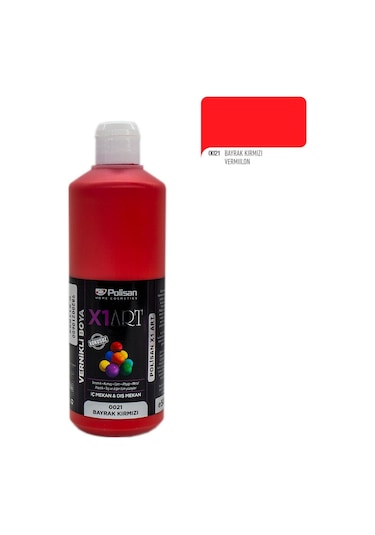Polisan X1ART Vernikli Hobi Boyası 500ml - 0021 Bayrak Kırmızı