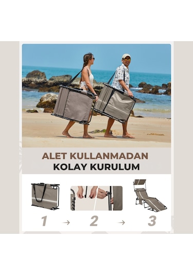 Kingcamp Magnolia B10 Plus Hands-free Premium 7 Kademeli Katlanır Şezlong Grey/white Gri