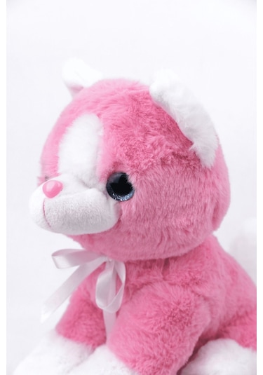 Peluş Oyuncak Oturan Kedi Çift Renkli 30 Cm Pembe - Beyaz