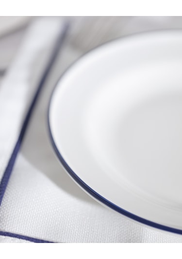 Madame Coco Retro 4'lü Pasta Tabağı Seti - Mavi/beyaz Çok Renkli