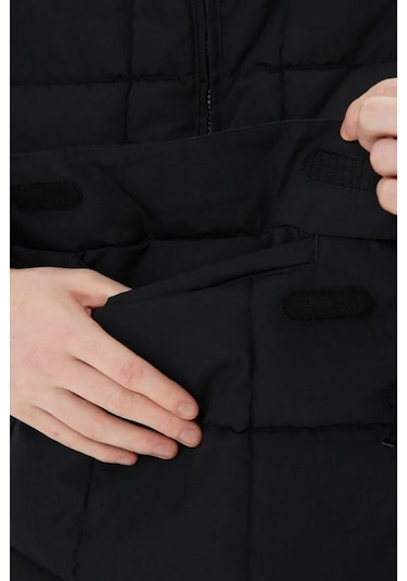 Timberland Progressive Utility Pullover Puffer Erkek 1/2 Fermuarlı Kapüşonlu Şişme Mont Siyah
