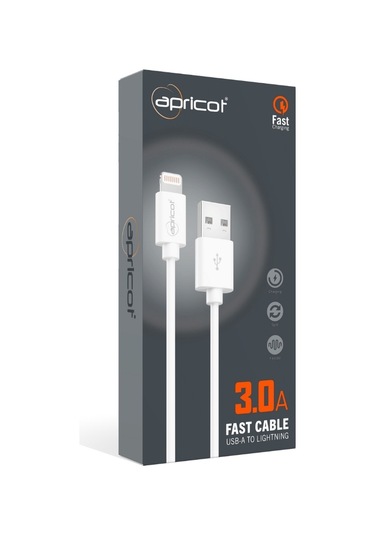 Apricot Apc-s220l 1 Metre Qc3.0 Lightning Beyaz Hızlı Data + Sarj Kablosu Şarj Kablosu