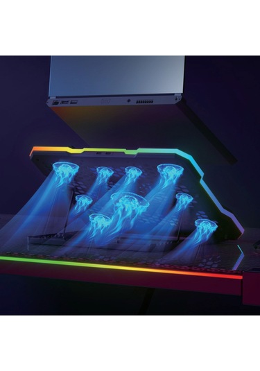 Ayarlanabilir Kademeli 9 Fanlı Telefon Tutacaklı Dizüstü Bilgisayar Soğutma Fanı