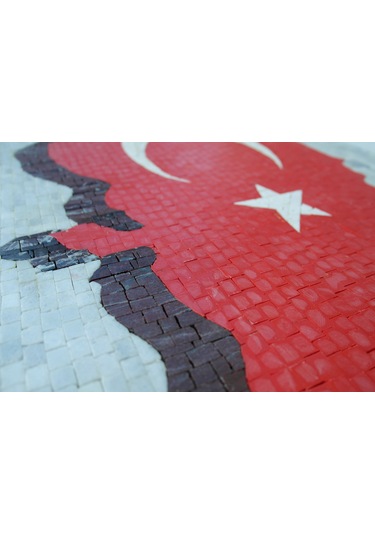 Mozaık Türk Bayrağı Mermer Tablosu