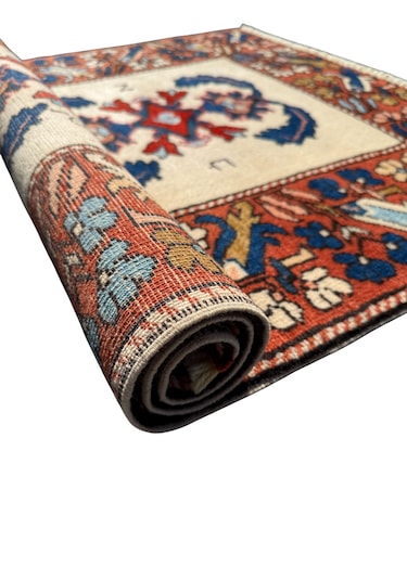 El Dokuma İmzalı Çanakkale Dobag Halısı 102x147 Kök Boya %100 Yün Halı Kiremit