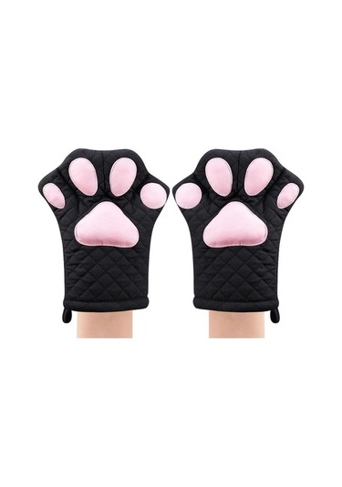 Ulzyvf Ve Tasarımı Pişirme Pamuk, Kedi Desenli Kapitone Izgara Isıya Dayanıklı Fırın Eldivenleri, Diğer Dayanıklı İp Diğer