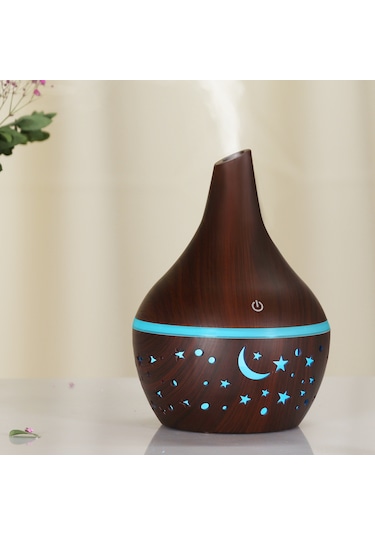 Monyee 300ml Aromaterapi Dağıtıcı, Koyu Ağacı Desenli, Gece Lambası Özelliği, 15-30 M² Kullanıma Uygun, 2w, 35db Sessiz Çalışma
