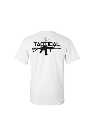 Alfa Giyim Tactical Silah Baskılı Tişört Siyah Beyaz