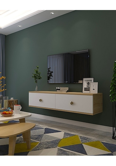 Tda1202dbg - Zuzu Duvara Montaj Tv Stand Safirmeşe-beyaz-gold 120cm Safirmeşe-beyaz