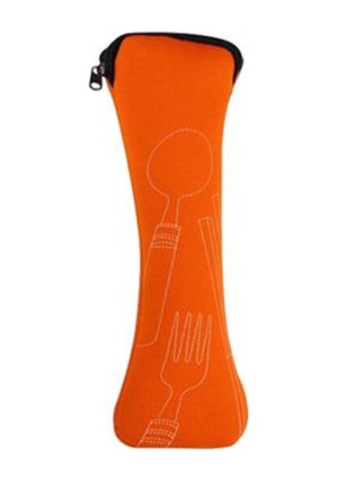 Turuncu Çatal Bıçak Takımı Saklama Çantası Sofra Bezi Fermuar Depolama Tasarımı Taşınabilir Yıkanabilir Çanta Çatal İçin Kese