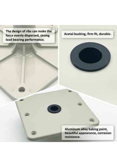 Teltree Alüminyum Bot Koltuğu Tabanı 7x7 İnç 3/4 İnç Pedyal Uyumlu Saçma Renkli Tekli Kurulum Kolay Dayanıklı Montaj Tabanı