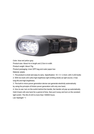 Mavi El Basın El Feneri Hafif Çevre Dostu Plastik Pratik Kamp Yürüyüş Yürüyüş İçin Acil El Feneri Mavi