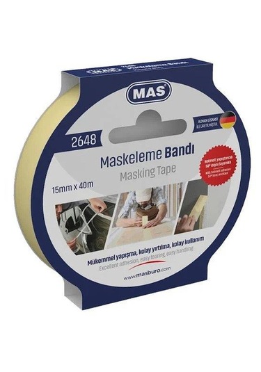 Mas Krepe Maskeleme Bantı 15 Mm X 40 Metre Maskeleme Bandı