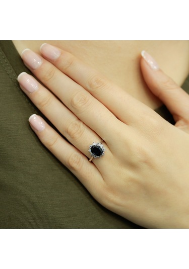 Lova Pırlantalı Oval Safir Anturaj Yüzük - 1050246